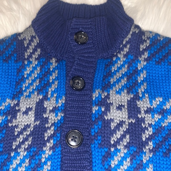 Janie and Jack Boys Plaid Chunky Knit Cardigan Sweater Size 4 Blue/Navy - Picture 3 of 7
